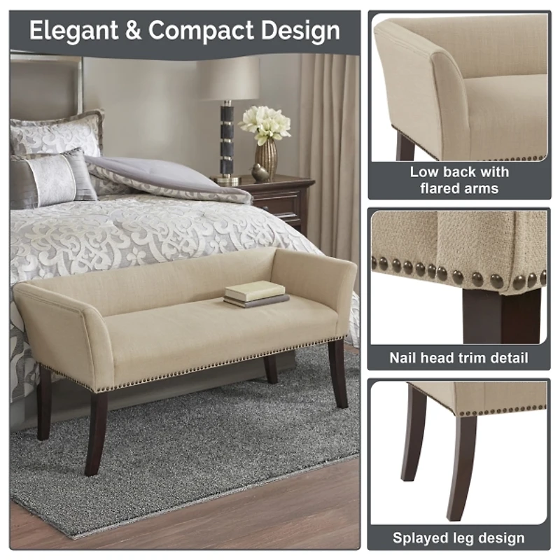 Wellburn Ivory Upholstered Bench