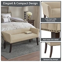 Wellburn Ivory Upholstered Bench