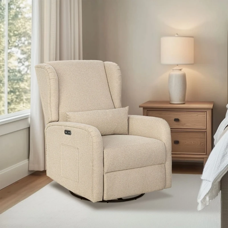 Candace Beige Power Recliner with USB Ports