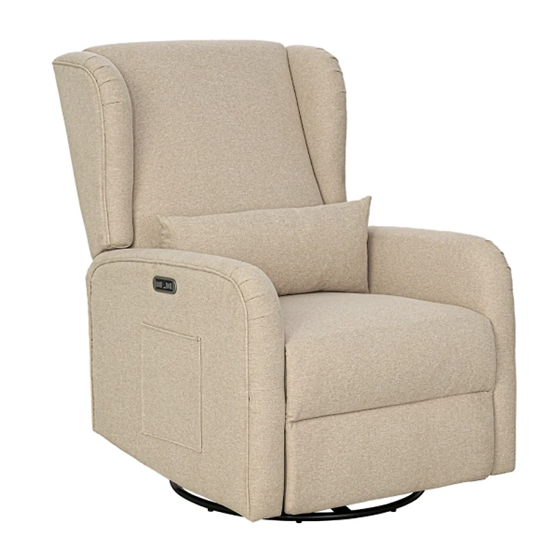 Candace Beige Power Recliner with USB Ports