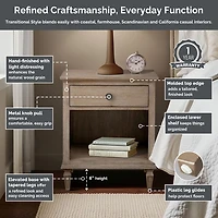 French Ivory Wood Victoria Nightstand