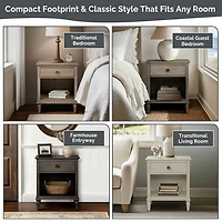 French Gray Wood Victoria Nightstand