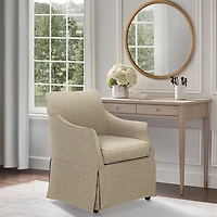 Tan London Skirted Dining Chair with Casters