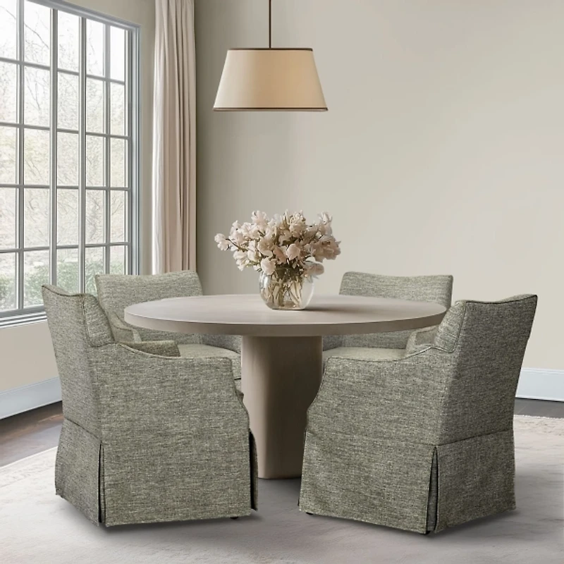 Gray London Skirted Dining Chair with Casters