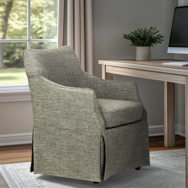 Gray London Skirted Dining Chair with Casters