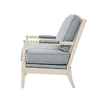 Sunnee Blue Upholstered Wood Accent Chair