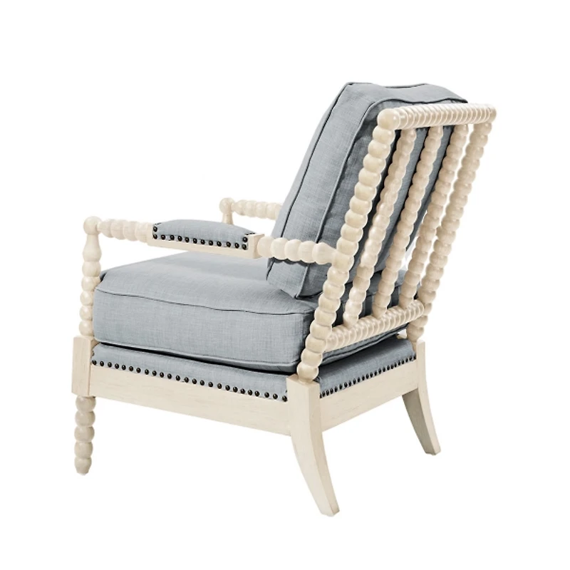 Sunnee Blue Upholstered Wood Accent Chair