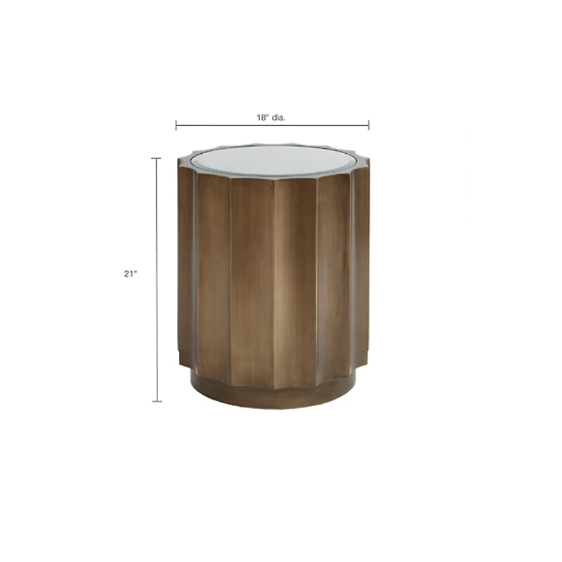 Ortega Round Wood Accent Table with Glass Top