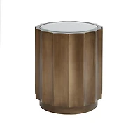 Ortega Round Wood Accent Table with Glass Top