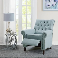 Aidan Blue Tufted Push Back Recliner