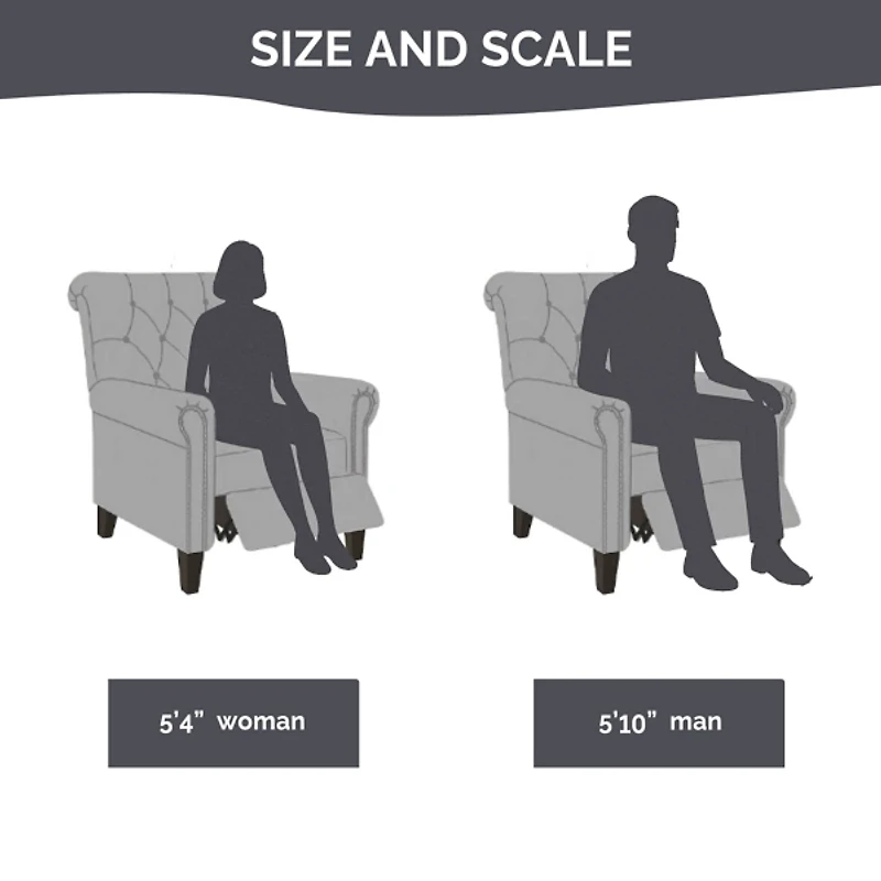 Aidan Blue Tufted Push Back Recliner