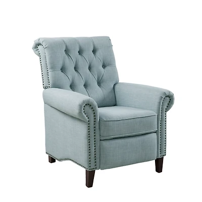 Aidan Blue Tufted Push Back Recliner