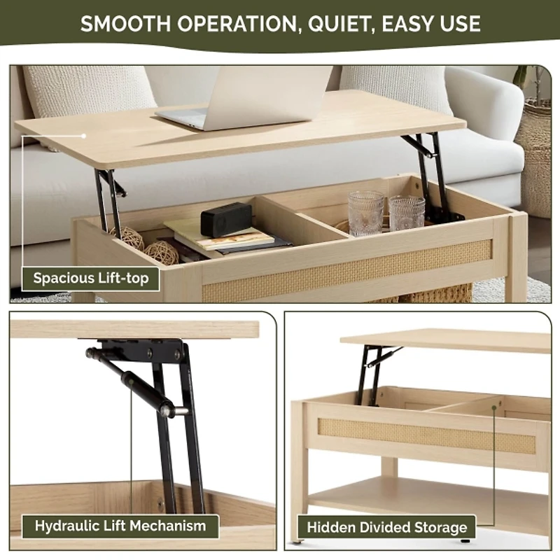 Lennox Natural Rattan Lift-Top Coffee Table