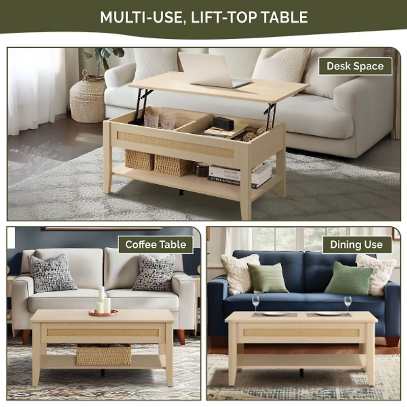 Lennox Natural Rattan Lift-Top Coffee Table
