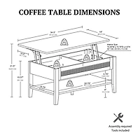 Lennox Natural Rattan Lift-Top Coffee Table