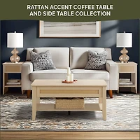 Lennox Natural Rattan Charging End Table