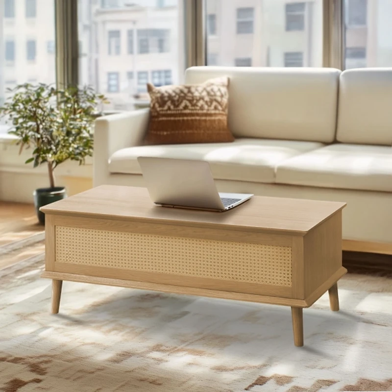 Teagan Natural Rattan Lift-Top Coffee Table