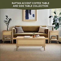 Teagan Natural Rattan Charging End Table