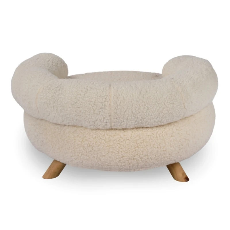 Quinton Ivory Faux Sherpa Raised Pet Bed