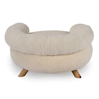 Quinton Ivory Faux Sherpa Raised Pet Bed