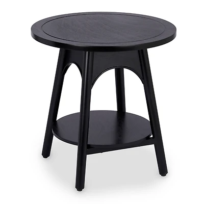 Kieran Round Black Wood Side Table