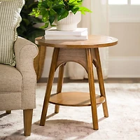 Kieran Round Natural Wood Side Table