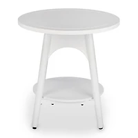Kieran Round White Wood Side Table