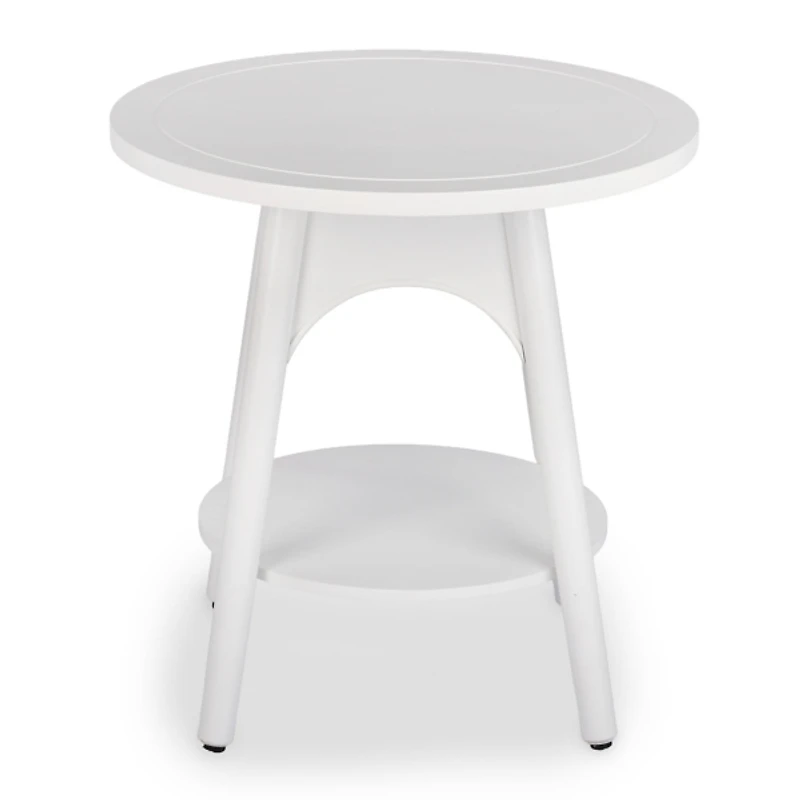 Kieran Round White Wood Side Table