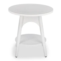 Kieran Round White Wood Side Table