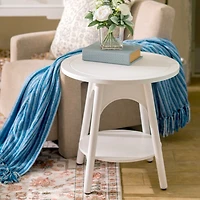 Kieran Round White Wood Side Table
