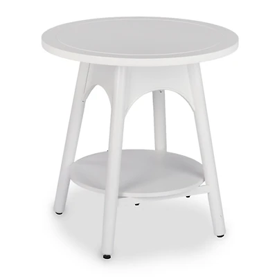 Kieran Round White Wood Side Table
