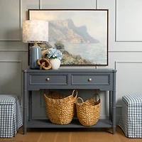 Genevieve French Blue Wood Console Table