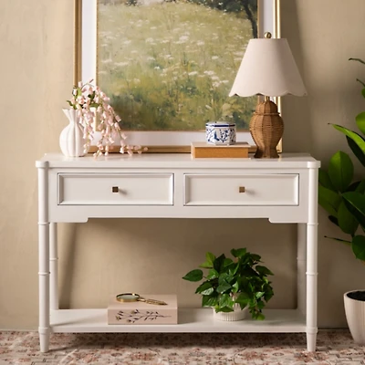 Genevieve White Wood Console Table