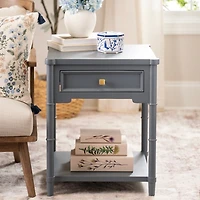 Genevieve French Blue Wood Side Table