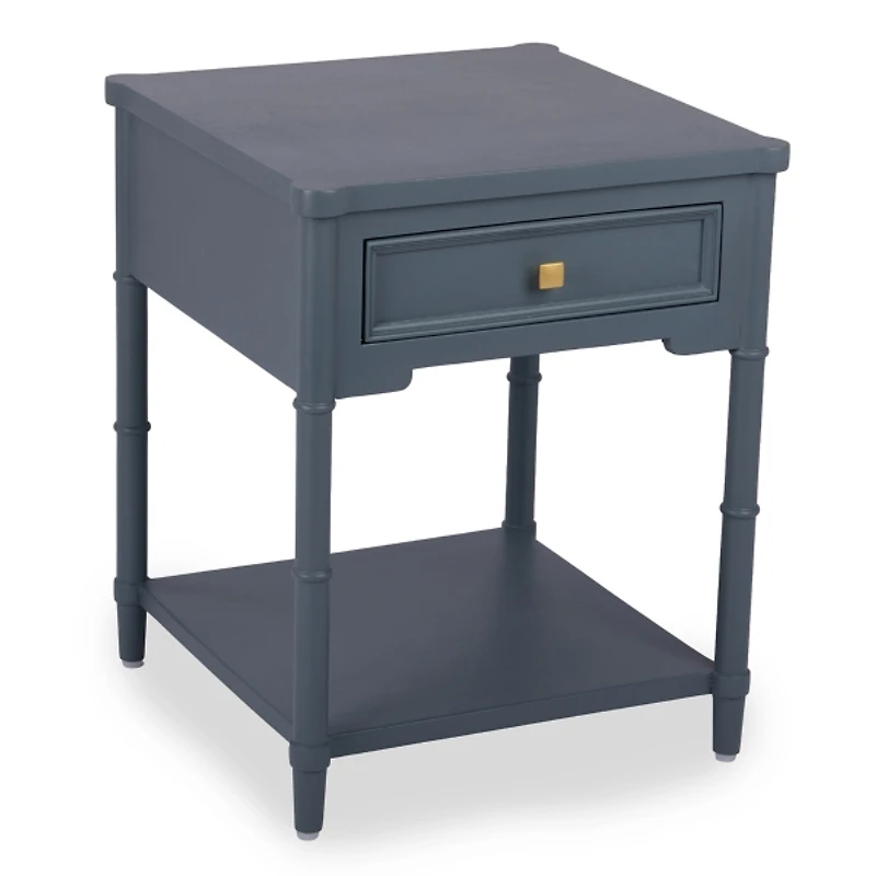 Genevieve French Blue Wood Side Table