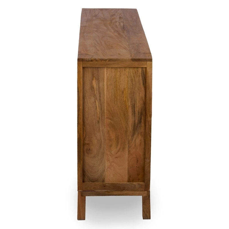 Bennett Natural Wood and Burlap 4 Door Cabinet