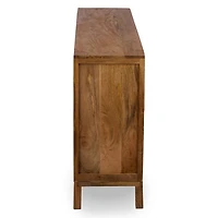 Bennett Natural Wood and Burlap 4 Door Cabinet