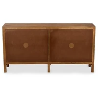 Bennett Natural Wood and Burlap 4 Door Cabinet