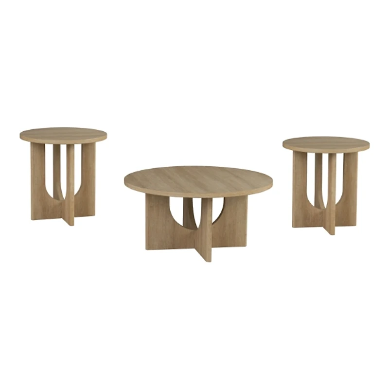Calsen Natural Wood Occasional Tables, Set of 3