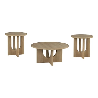Calsen Natural Wood Occasional Tables, Set of 3