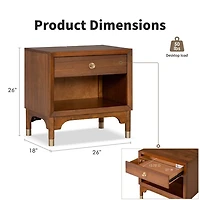 Forma Walnut Charging Nightstand with LED Light