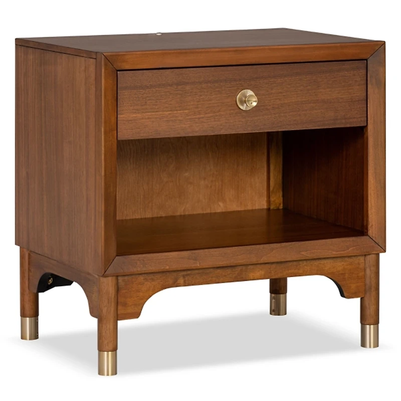 Forma Walnut Charging Nightstand with LED Light