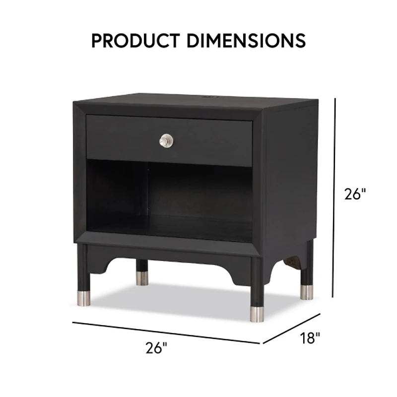 Forma Black Charging Nightstand with LED Light