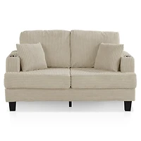 Kasin Beige Chenille Loveseat with Cup Holders