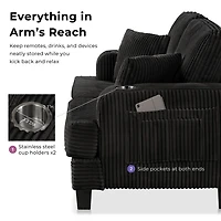 Kasin Beige Chenille Loveseat with Cup Holders