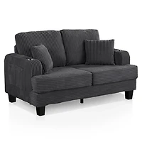 Kasin Gray Chenille Loveseat with Cup Holders