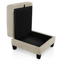 Kasin Beige Chenille Storage Ottoman
