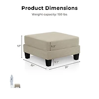 Kasin Beige Chenille Storage Ottoman