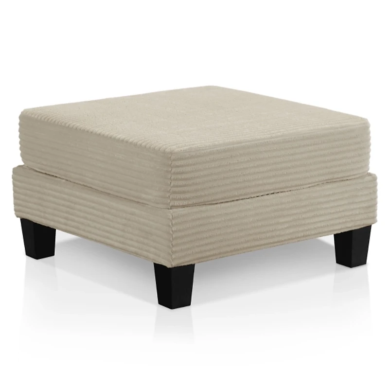 Kasin Beige Chenille Storage Ottoman