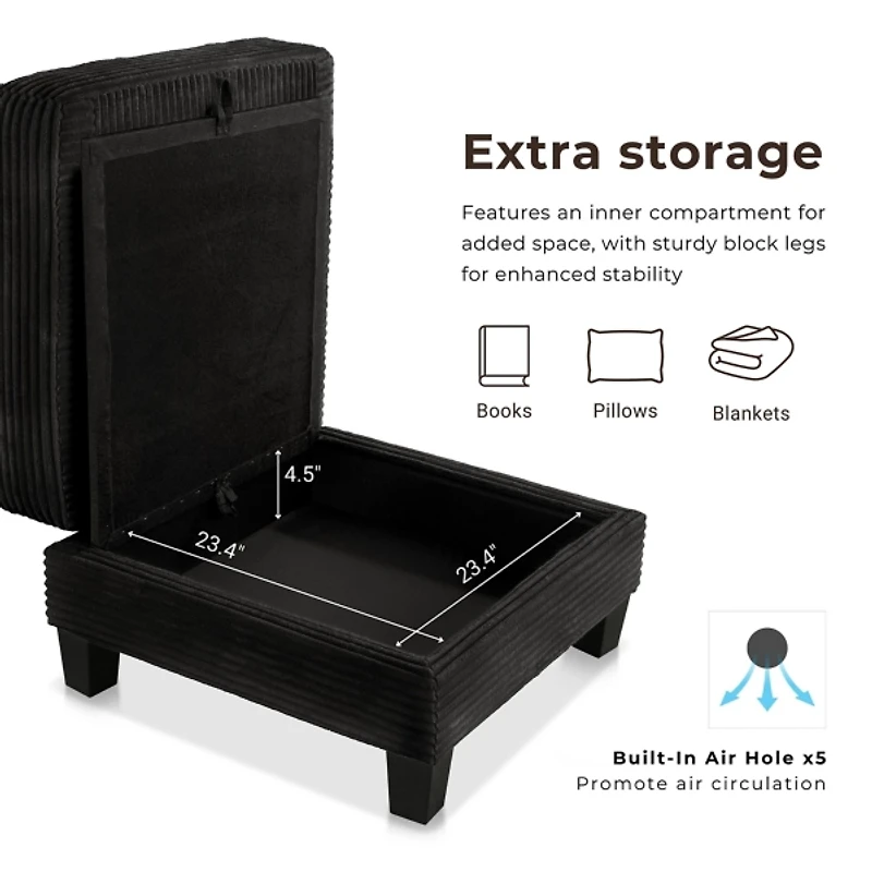 Kasin Gray Chenille Storage Ottoman